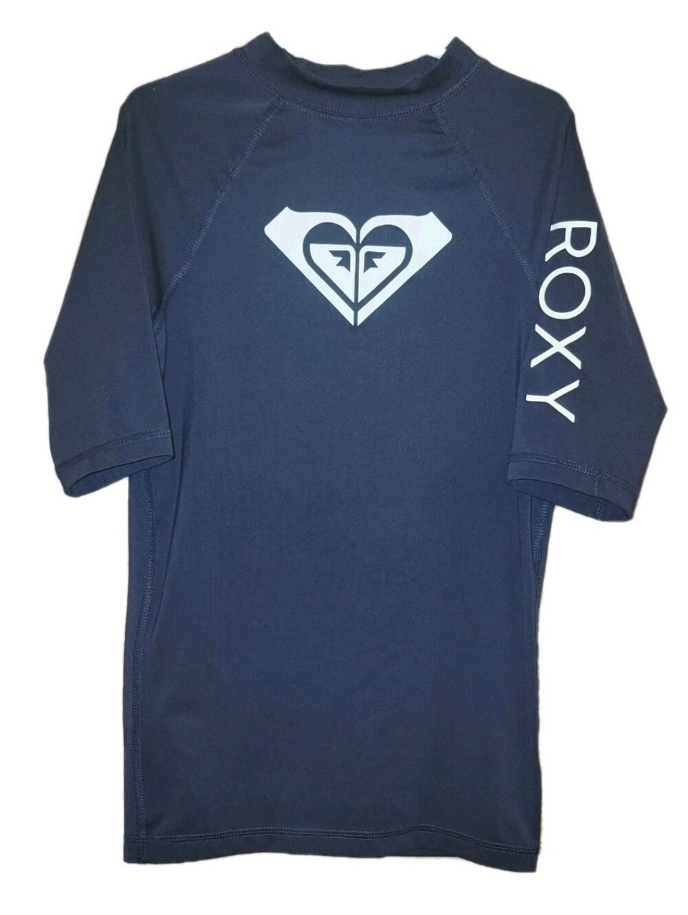 Roxy Girl Rash Guard Shirt Girls 12 Large 3/4 Sleeve Whole Hearted UV 50 Protect